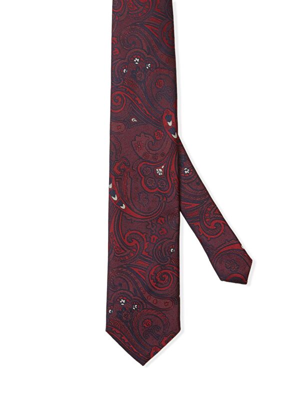 Beymen Club Bordo Şal Desenli Kravat - 1