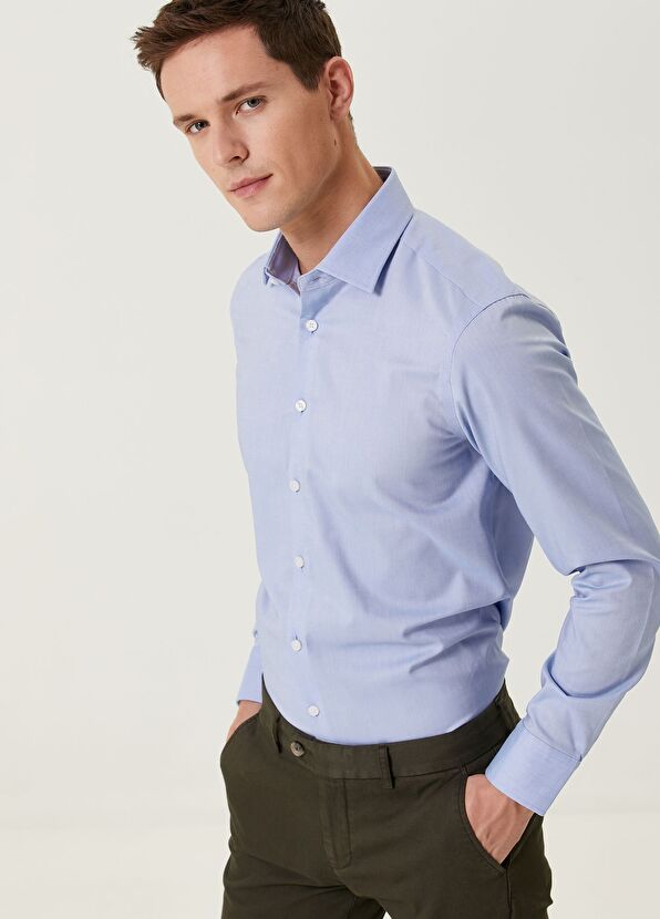 Beymen Club Slim Fit Mavi Non-iron Oxford Gömlek - 2