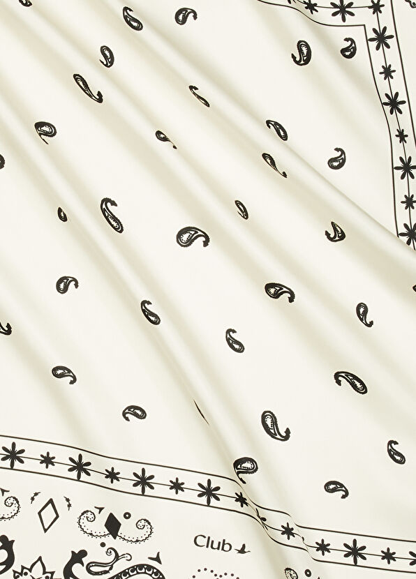 Beymen Club Kırık Beyaz Siyah İpek Eşarp - 2