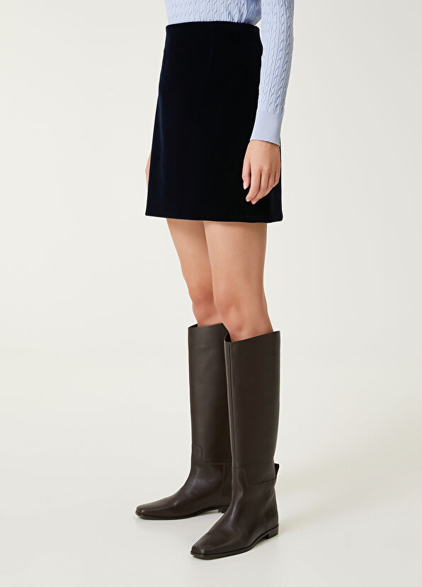 Beymen Club Lacivert Mini Kadife Etek - 3