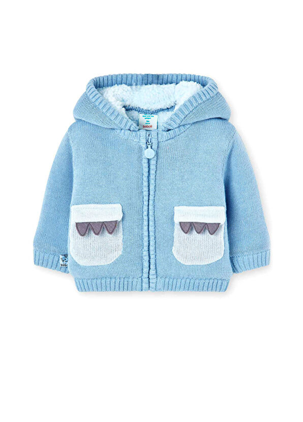 Boboli Blue Hooded Baby Boy Knitted Cardigan - 1