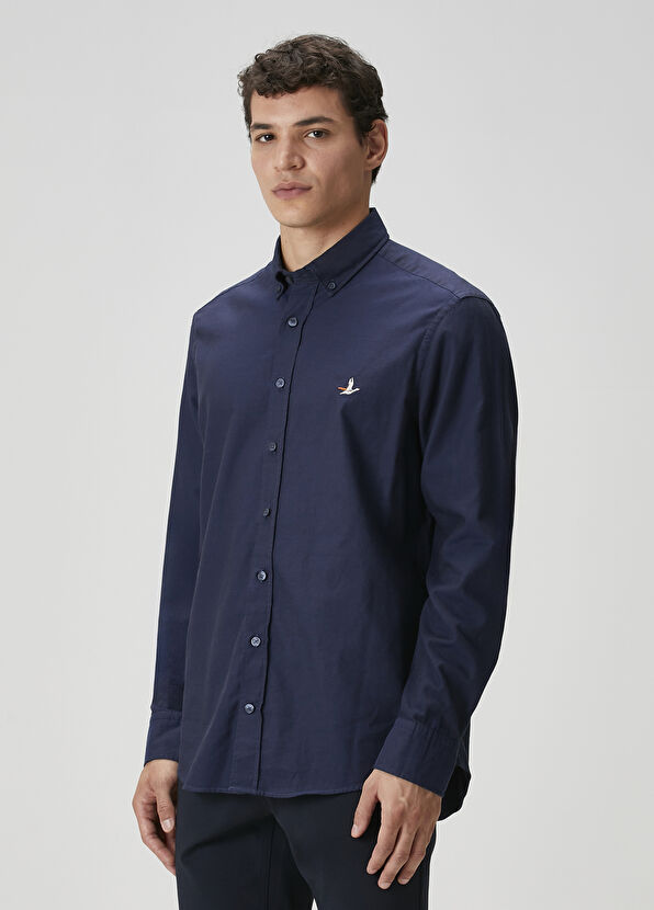 Beymen Club Comfort Fit Lacivert Oxford Gömlek - 4