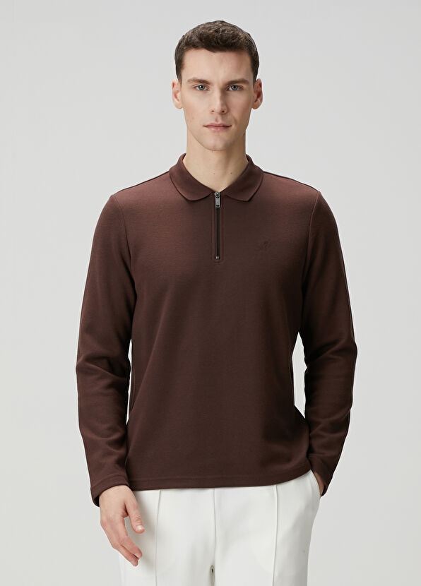 Beymen Club Dark Brown Polo Sweatshirt - 1