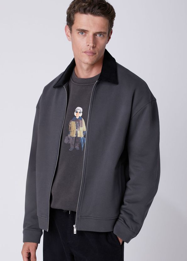 Beymen Club Anthracite Collar Velvet Inserted Sweatshirt - 2