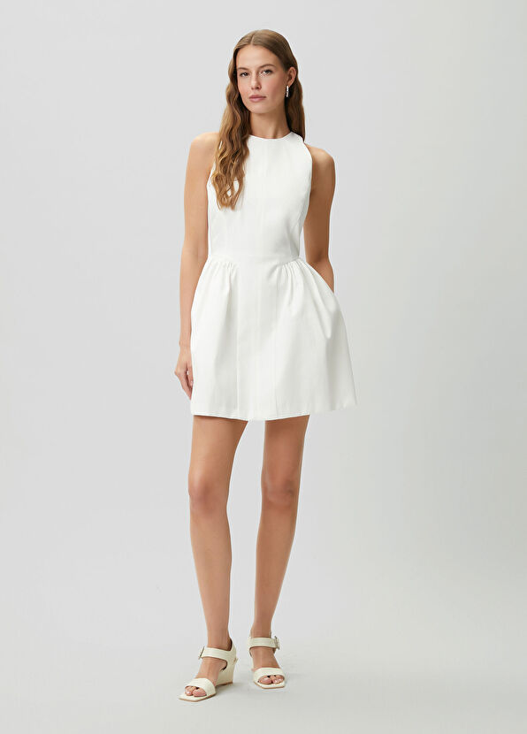 Beymen Club Kırık Beyaz Prenses Kesim Mini Elbise - 1