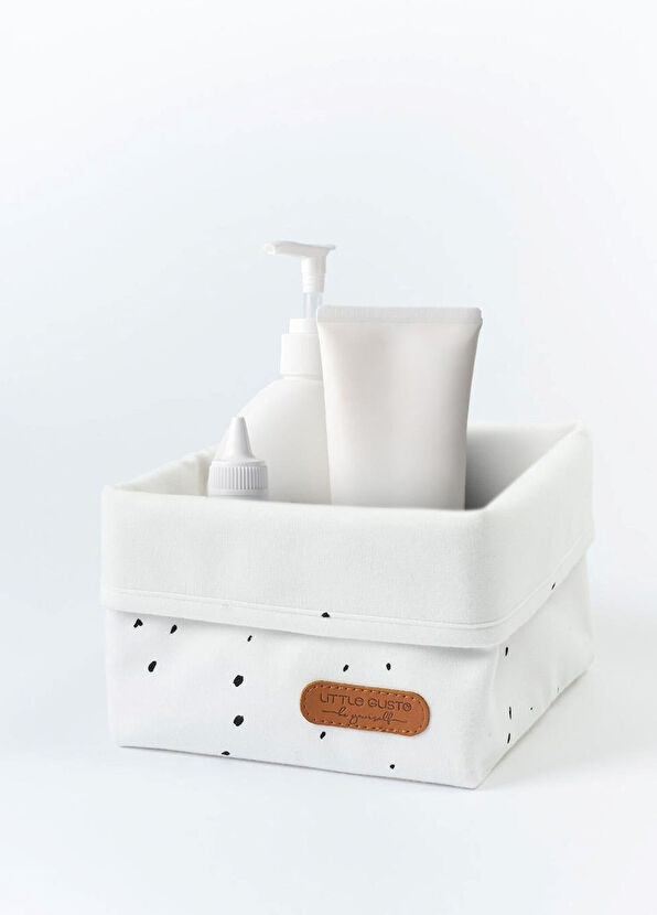 Little Gusto Cosmos White Organic Cotton Organizer Basket - 2