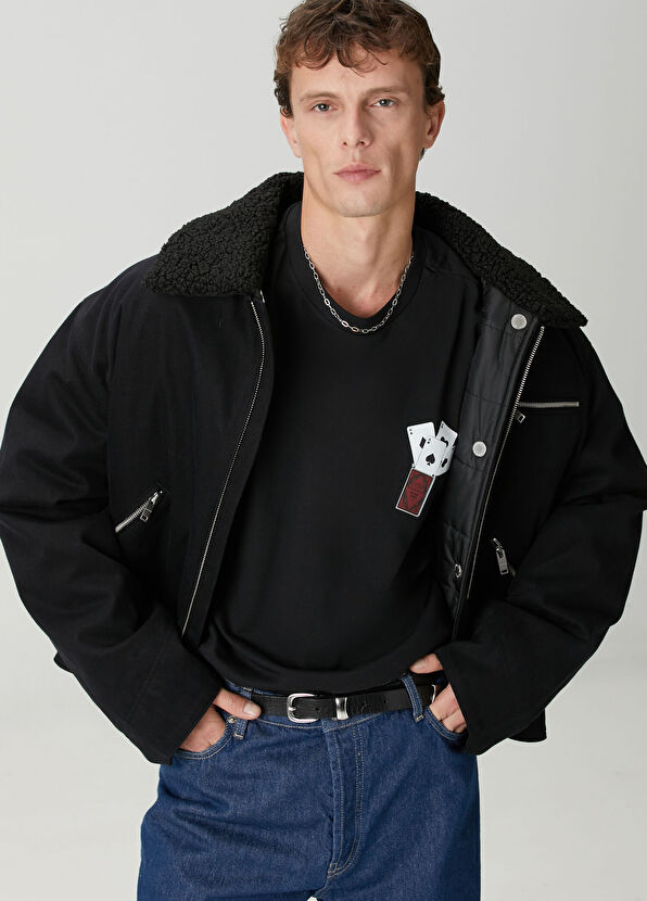 Academia Siyah Kart Baskılı T-shirt - 2