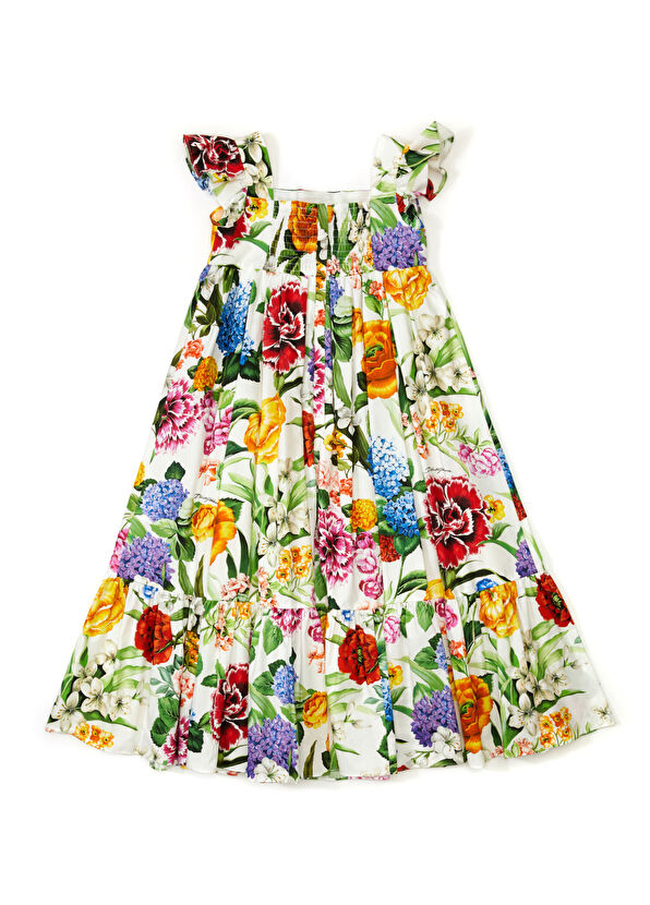 Dolce&Gabbana Çiçek Desenli Pileli Kız Çocuk Elbise - 2