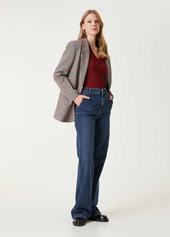 Beymen Club Burgundy Knit Textured Sweater - 3