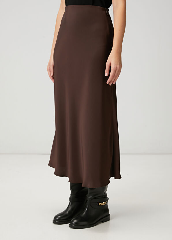 Beymen Club Brown Long Satin Evaze Skirt - 2