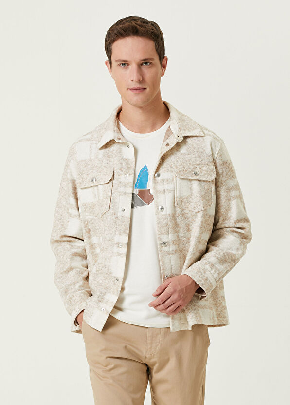 Beymen Club Beige Plaid Patterned Flannel Over Shirt - 1