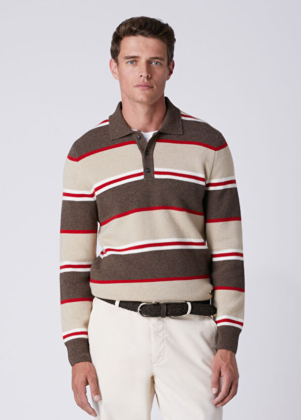Beymen Club Mink Polo Colorblocked Wool Sweater - 2