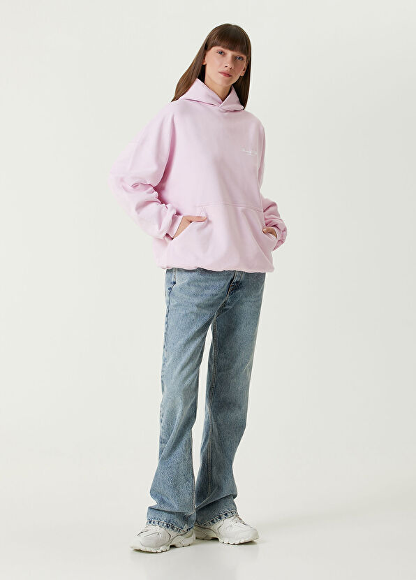 Balenciaga Pembe Kapüşonlu Logolu Sweatshirt - 2