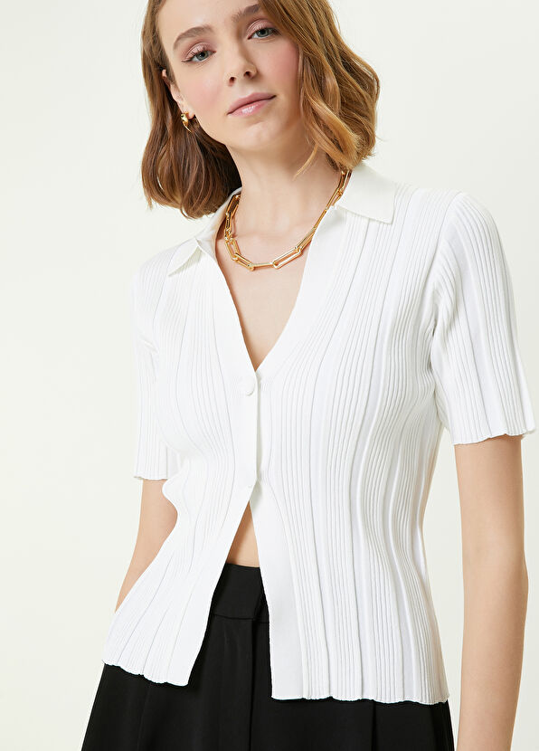 Beymen Club Beyaz Polo Yaka Ribli Hırka - 2