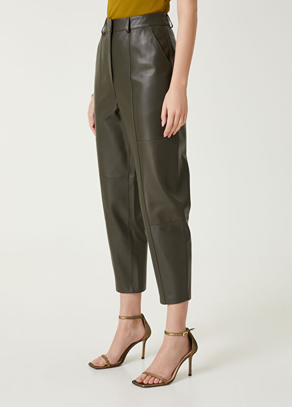 Beymen Club Haki Deri Pantolon - 3