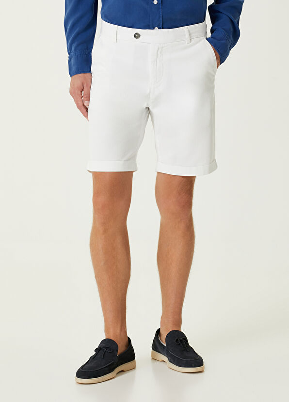 Beymen Club Slim Fit Beyaz Twill Şort - 2