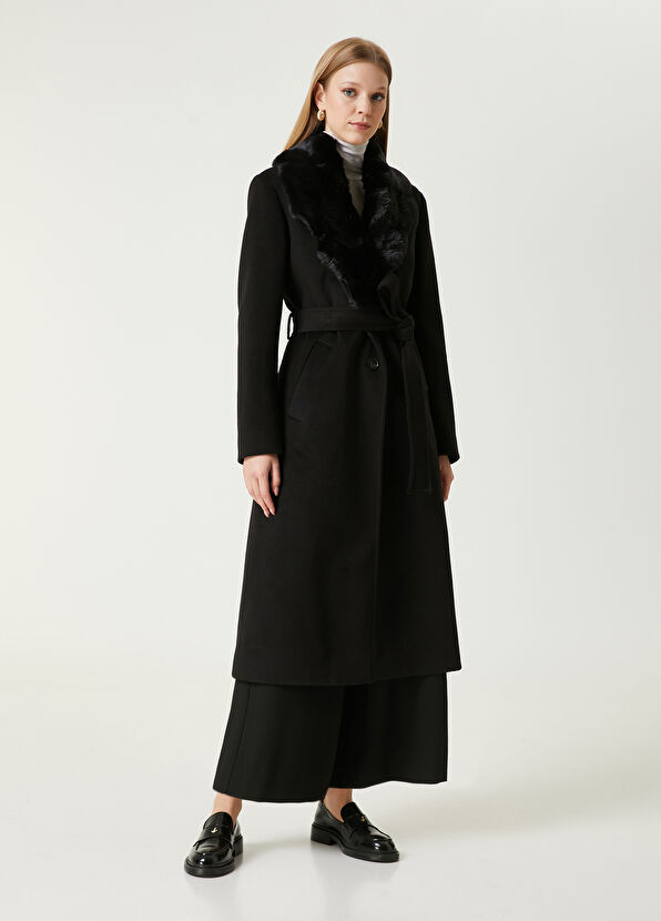 Beymen Club Siyah Yakası Kürklü Palto - 4
