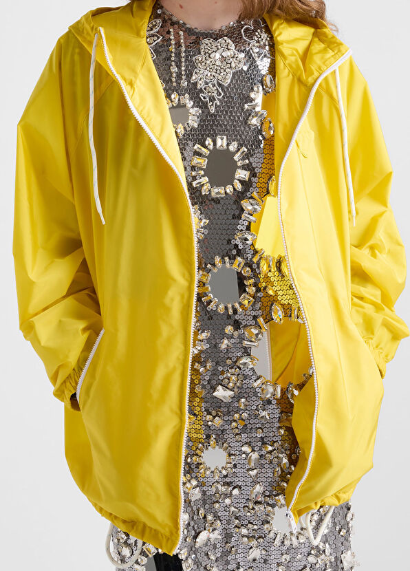 Sarı Hafif Re-Nylon Kadın Yağmurluk Ceket - Görsel 3