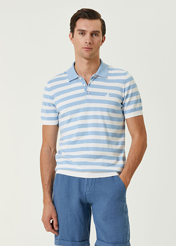 Beymen Club Blue White Short Sleeve Knitwear - 1