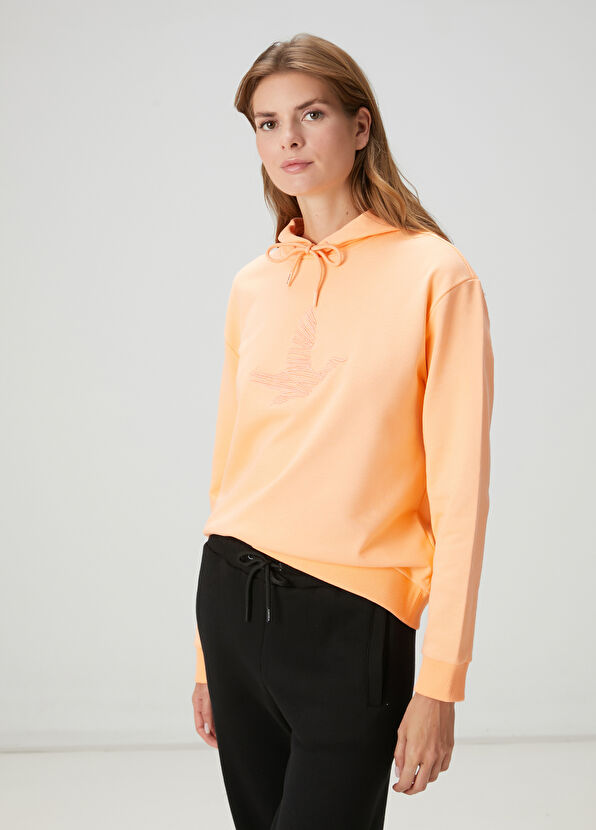 Beymen Club Şeftali Kapüşonlu Karalama Kuş Nakışlı Sweatshirt - 1