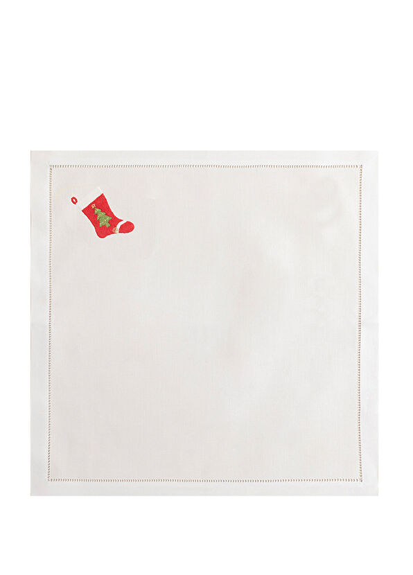 Chakra Volante White Cotton Embroidered Service Napkin 40 x 40 cm - 3