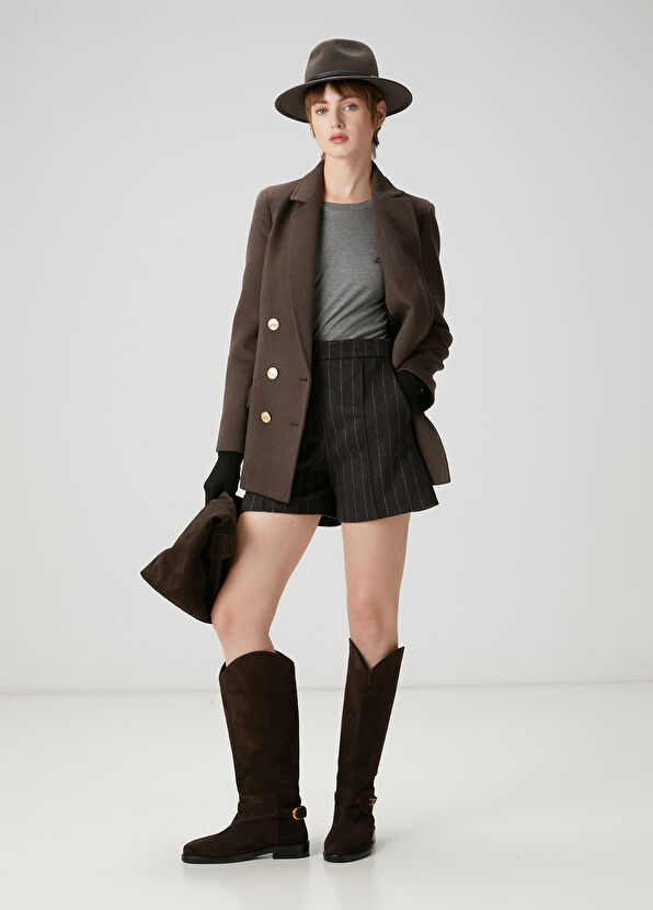 Beymen Club Brown Striped Shorts - 1