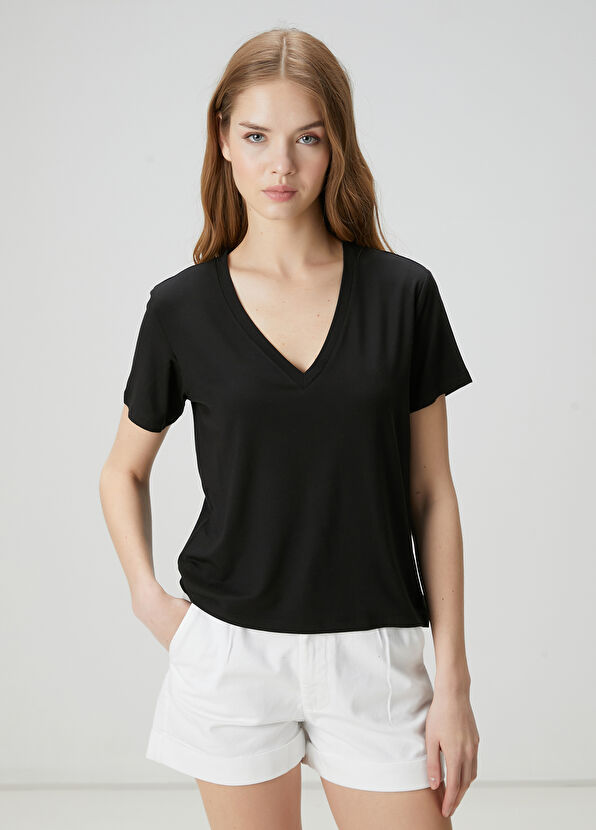 Beymen Club Black Modal T-Shirt - 1