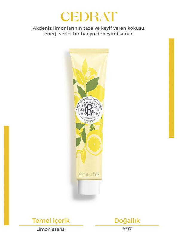 Roger&Gallet Cedrat Doğal Limon Aromalı Ferahlatıcı Nemlendirici El Kremi 30 ml - 2