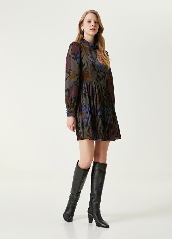 Beymen Club Haki Desenli Pileli Mini Boy Elbise - 1