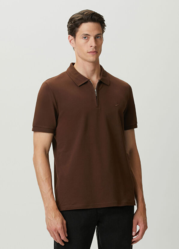 Beymen Club Koyu Kahverengi Polo Yaka Fermuarlı T-shirt - 2