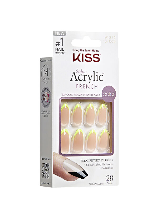 Kiss Acrylic Green French Oval Fake Nails - 2
