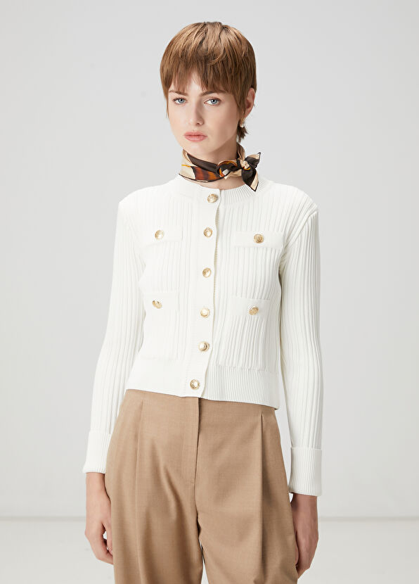 Kırık Beyaz Ribli Triko Ceket Beymen Club Kırık Beyaz Ribli Triko Ceket - 1