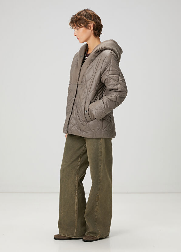 Beymen Club Gri Kapüşonlu Triko Garnili Mont - 2