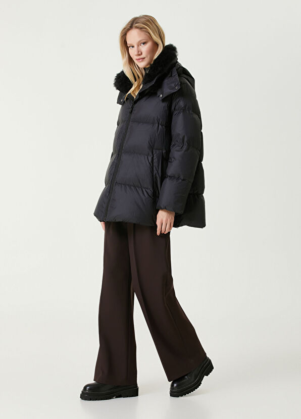 Siyah Kapüşonlu Puff Mont - Görsel 3