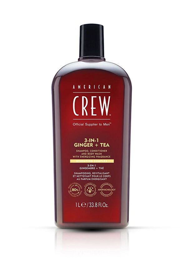 American Crew 3in1 Ginger + Tea With Energizing Fragrance Erkekler İçin 3'ü 1 Arada Arındırıcı Şampuan 1000 ml - 1