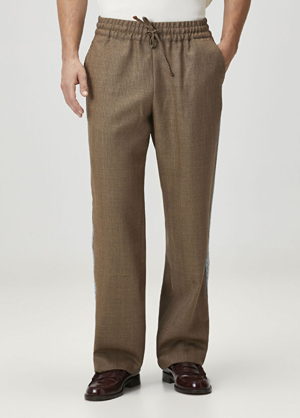 Drôle De Monsieur Kahverengi Beli Kordonlu Yün Eşofman Altı - 2