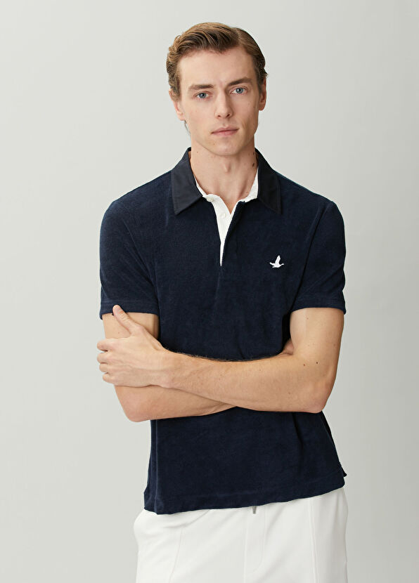 Beymen Club Navy Blue Polo Neck Terry Fabric T-Shirt - 2