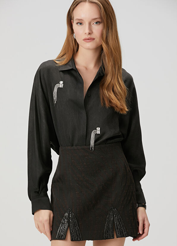 Beymen Club Brown Zebra Jacquard Skirt - 2