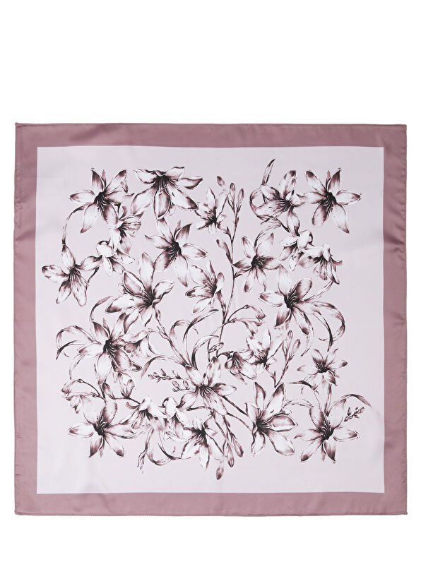 Beymen Club Pink Patterned Women's Satin Scarf - 1