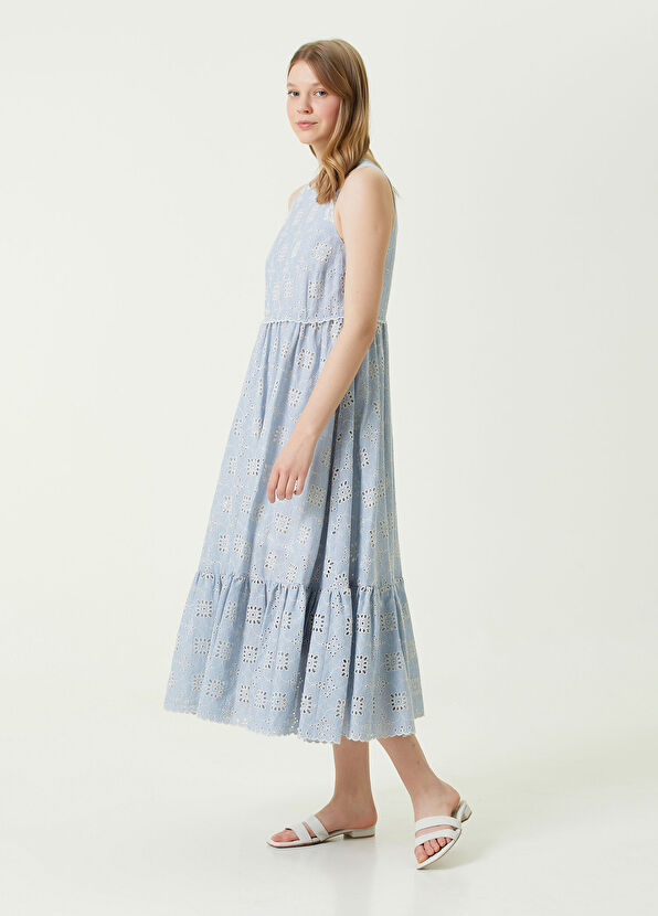 Beymen Club Mavi Nakışlı Kolsuz Midi Elbise - 2