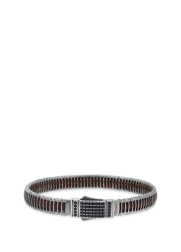 Orena Jewelry Volta Black 925 Ayar Gümüş Siyah Rodyum Kaplama Erkek Bileklik - 1
