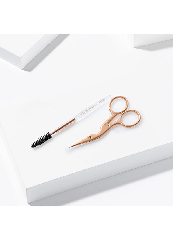 Tweezerman Brow Scissors & Brush Rose Gold Kaş Makası ve Fırçası  - 2