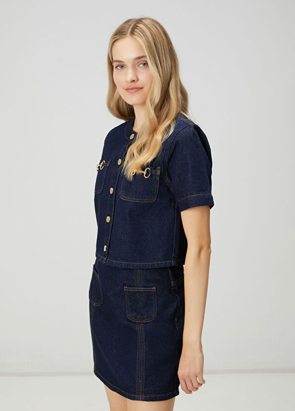Beymen Club Indigo Mini Denim Ceket - 4
