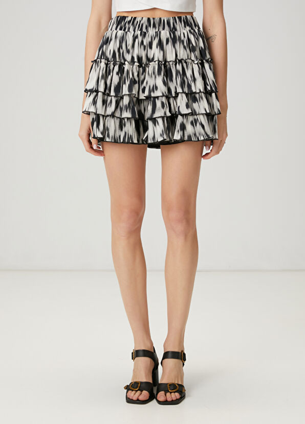 Beymen Club Black White Ruffled Mini Skirt - 3