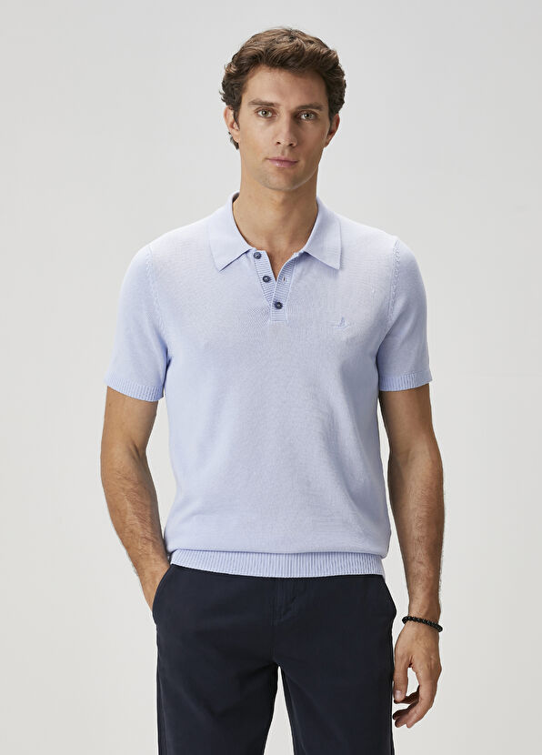 Beymen Club Mavi Polo Yaka Kısa Kollu Triko - 1