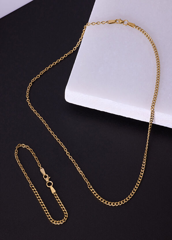 Curb Cable Altın Kaplama Çelik Erkek Kolye - Görsel 5