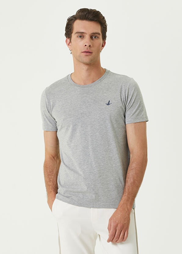 Beymen Club Grey Logo Detailed Basic T-shirt - 2