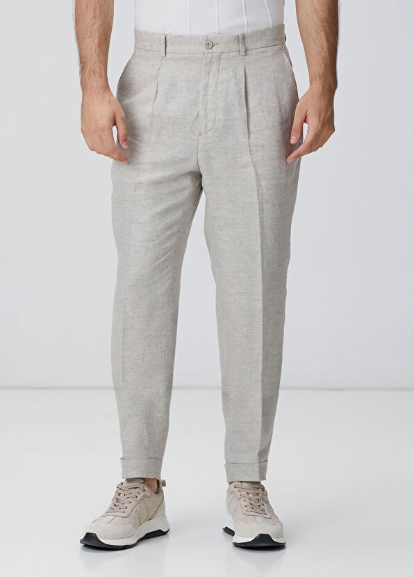 Network Bej Keten Pantolon - 2