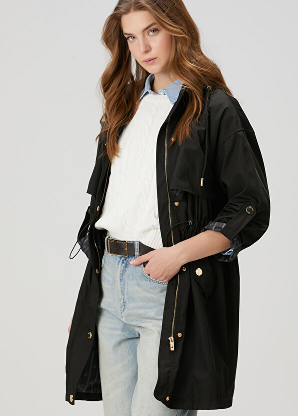 Beymen Club Black Hooded Trench Coat - 1