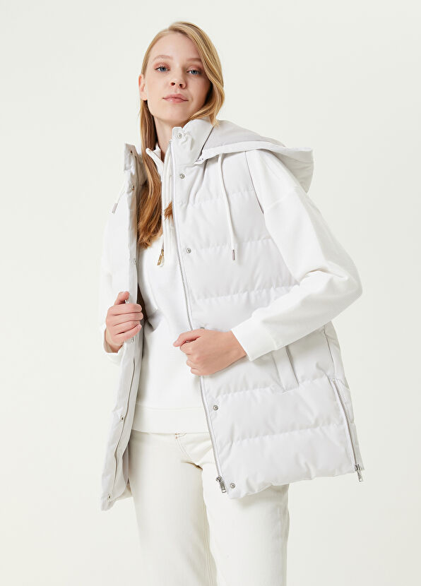 Beymen Club Kırık Beyaz Kapüşonlu Puff Yelek - 1